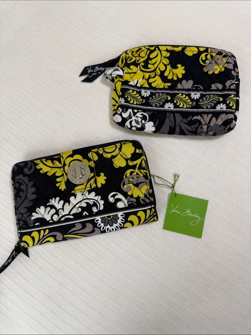 Vera Bradley Turn Lock Wallet & Make up bag Floral Quilted Baroque set